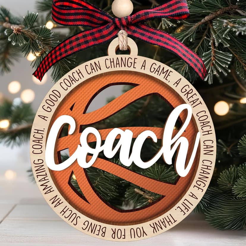 MAPDTWO Basketball Coach Ornament - Basketball Coach Gifts - Christmas Thank You Appreciation Sports Gifts for Coaches - 2 Layered Wood Ornament 2025