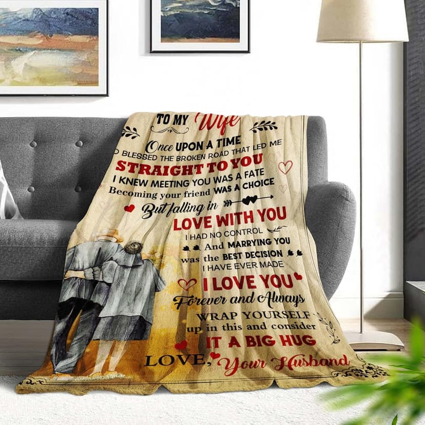 Wife Blanket from Husband - Wedding Anniversary Romantic Gift for Wife/Her/Women - Gifts for Wifes Birthday - Wifes Birthday Gift Ideas - to My WifeThrow Blanket 60 x 50 inch