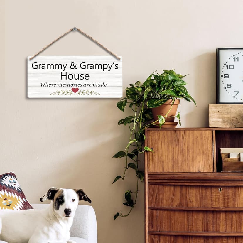 Grandma and Grandpa's House Hanging Wooden Signs 12x6, Grandma and Grandpa Gifts, Grandparents Gifts House Wall Decor, Grandkids Welcome Sign Decor Gifts for Grandma and Grandpa Grandparents