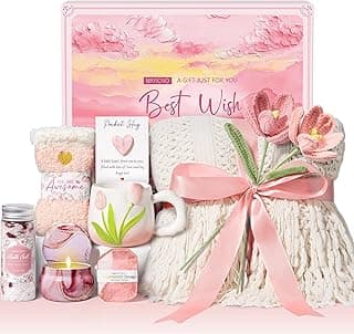 Birthday Gifts for Women Self Care Set Get Well Soon Gift Baskets, Relaxing Rose Spa Gift Basket Care Package for Women, Unique Xmas Gifts for Mom Her Girlfriend Sister Best Friend Wife Grandma