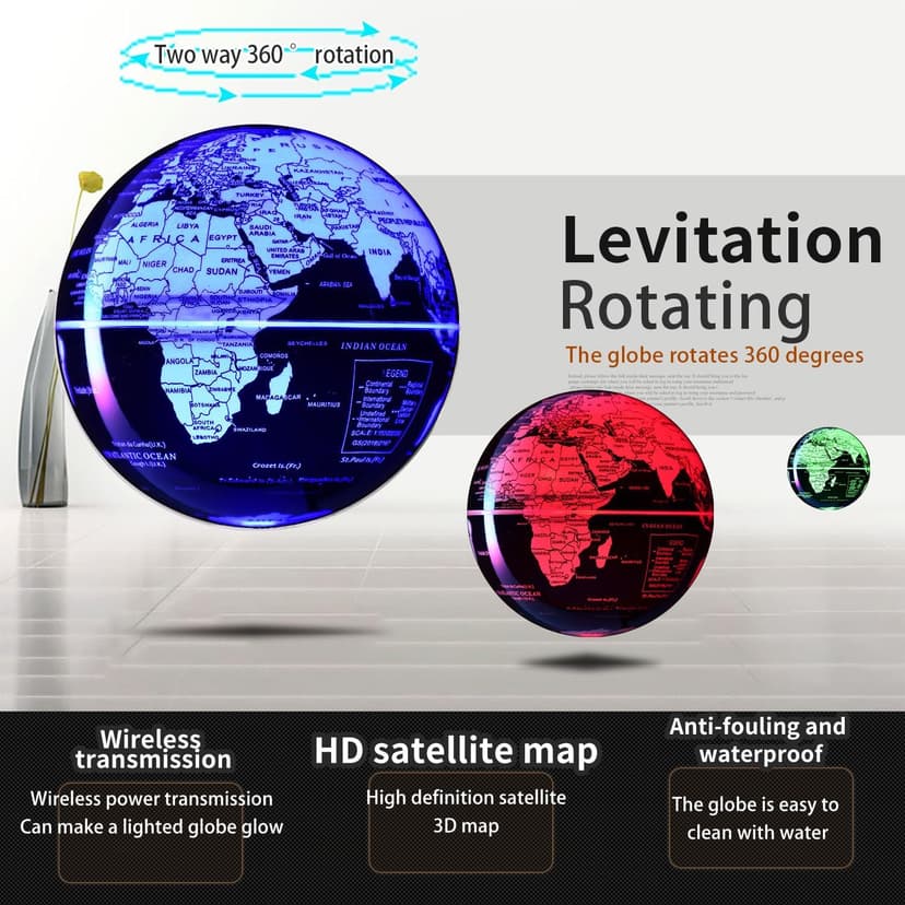 Magnetic Levitation Floating Rotating World globe for children With Colored Lamp And Touch Switch For Men Boss Cool home/Office Decor unique Gifts Or Kids Desk Tech accessories Gadget teenage Toys