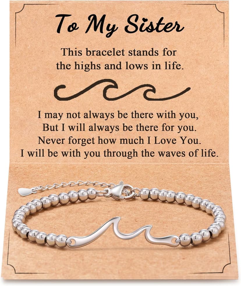 Tarsus Sister Gifts, The Waves of Life We've Through Together, Big & Little Sister Gift, For Birthday & Christmas & Mothers Day