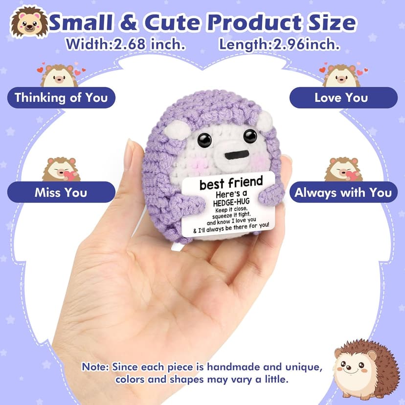 Best Friend Birthday Gifts for Women, Christmas Decorations for Bestie BFF Sister, Friendship Gifts for Women Friends Her Him Female Male Boys Girls, Funny Handmade Crochet Hedgehog Stocking Stuffers