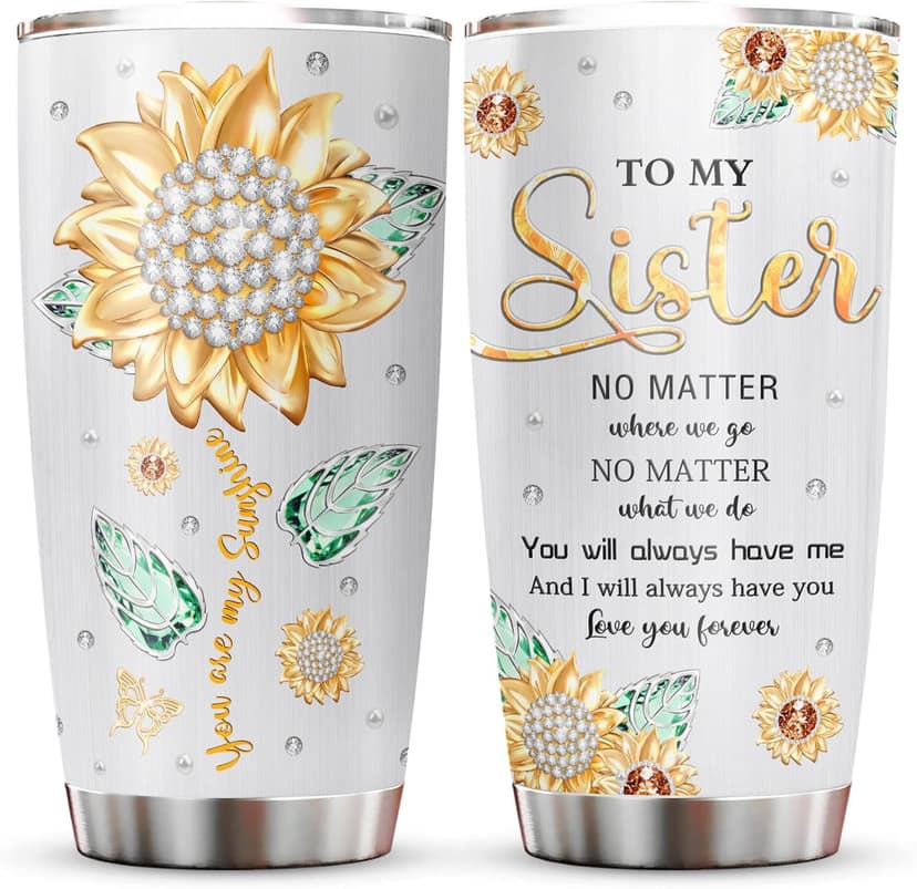 Muilzon Best Big/Little Sister Gifts from Sisters Tumblers 20oz - Cool/Funny Gifts for Sister from Brother Coffee Mug - Christmas Mothers Day Birthday Gift Ideas for Sis Cup