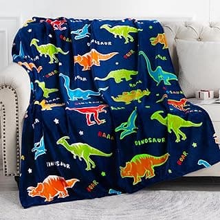 Dinosaur Gifts Toys for Boys Girls - Glow in The Dark Dino Blanket Best Christmas Birthday Valentines Easter Presents for Kids Age 1 2 3 4 5 6 7 8 9 10 Year Old Child Teen Toddler Soft Throw 50"x60"