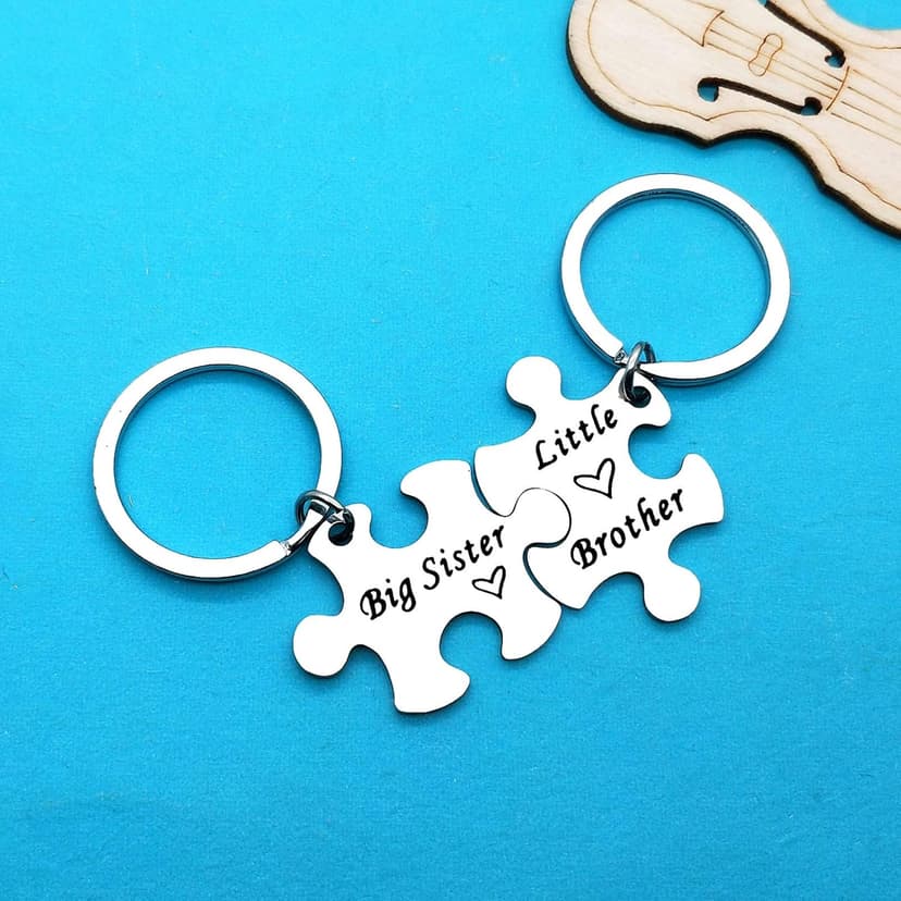 Sister Brother Keychain Set Brother and Sister Gifts for Little Brother Big Sister Keychain Set for Little Brother Gifts from Big Sister Christmas Birthday Gifts Family Gifts for Sister Brother