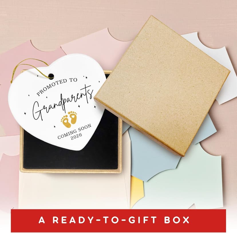 Grandparents Gifts - First Time Grandparents Gifts for Grandma, Grandpa - Baby Pregnancy Announcement Ornament for New Grandma - Grandpa to Be Ornaments 2026 - Ceramic Hanging Ornament