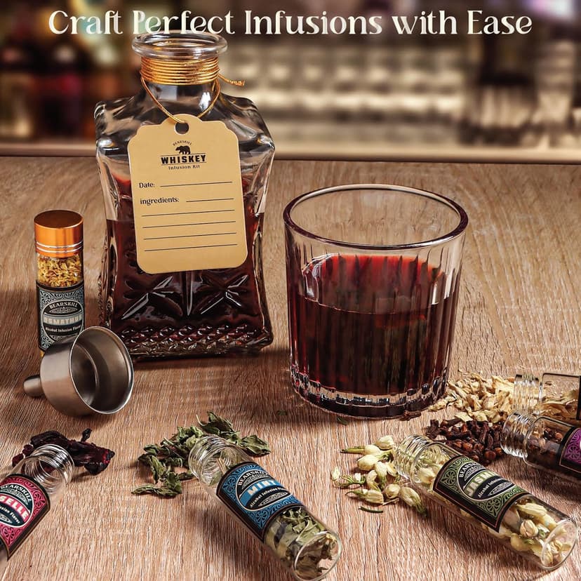 Alcohol Infusion Kit, DIY Whiskey Making Kit for Infusing Bourbon, Rye, Gin, Vodka, Tequila, Rum with Custom Botanicals, Perfect Alcohol Infusion Kits Whiskey Gifts for Men, Dad, Husband
