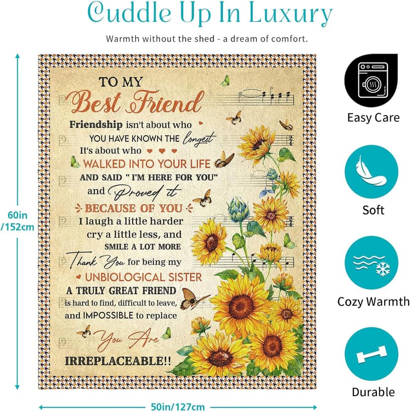 Best Friend Birthday Gifts for Women, Bestie Gifts for Women, Best Friends Blanket, Gift for Best Friend Woman, BFF Bestie Bday Presents Idea, to My Bestie Throw Blanket 60"X50"