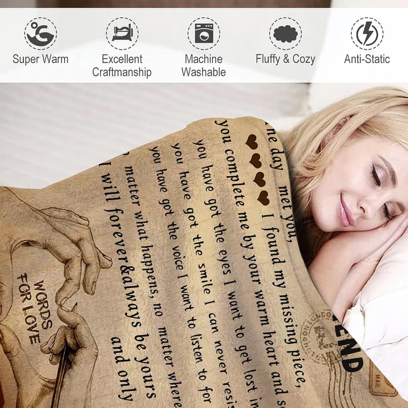 Gifts for Girlfriend to My Girlfriend Blanket Romantic Gifts for Her I Love You Throw Blankets Birthday Anniversary Blankets for Bed Sofa 50"x60"