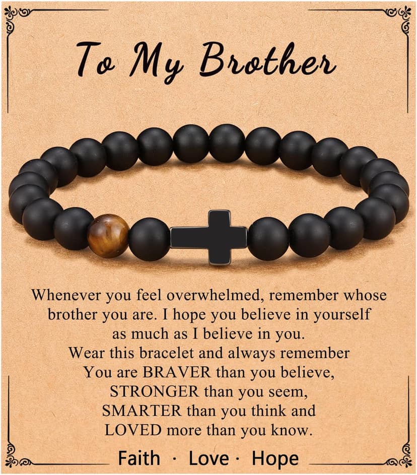 To Mens Gifts Cross Bracelet for Son, Grandson, Dad, Husband, Godfather, Men - Birthday Graduation Retirement Christmas Christian Gift for Teens Men