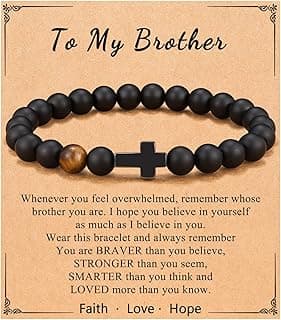 To Mens Gifts Cross Bracelet for Son, Grandson, Dad, Husband, Godfather, Men - Birthday Graduation Retirement Christmas Christian Gift for Teens Men