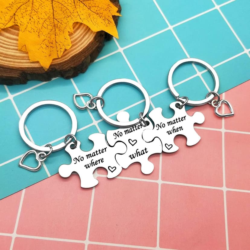 Ciyumu Best Friend Keychain Set Sisters Brothers Keychain No Matter Where What When Puzzle Keychains Set of 3 Long Distance Relationship Gifts Friendship Gifts for Family Teens Birthday Graduation Gift