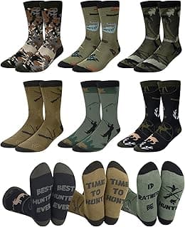 Eurzom 6 Pairs Funny Hunting Socks for Men Hunters Novelty Cotton Crew Socks Birthday Xmas Gift Accessories for Hunting Lover