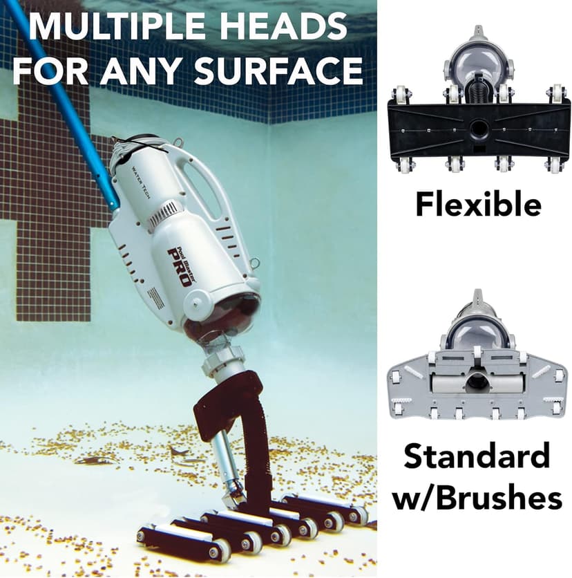 POOL BLASTER Pro 2000 Commercial Pool Vacuum - Cordless Rechargeable Hose-Free, up to 2 Hour Runtime, Sealed Battery and Two Vacuum Heads for Vinyl, Fiberglass, Concrete and Gunite In-Ground Pools