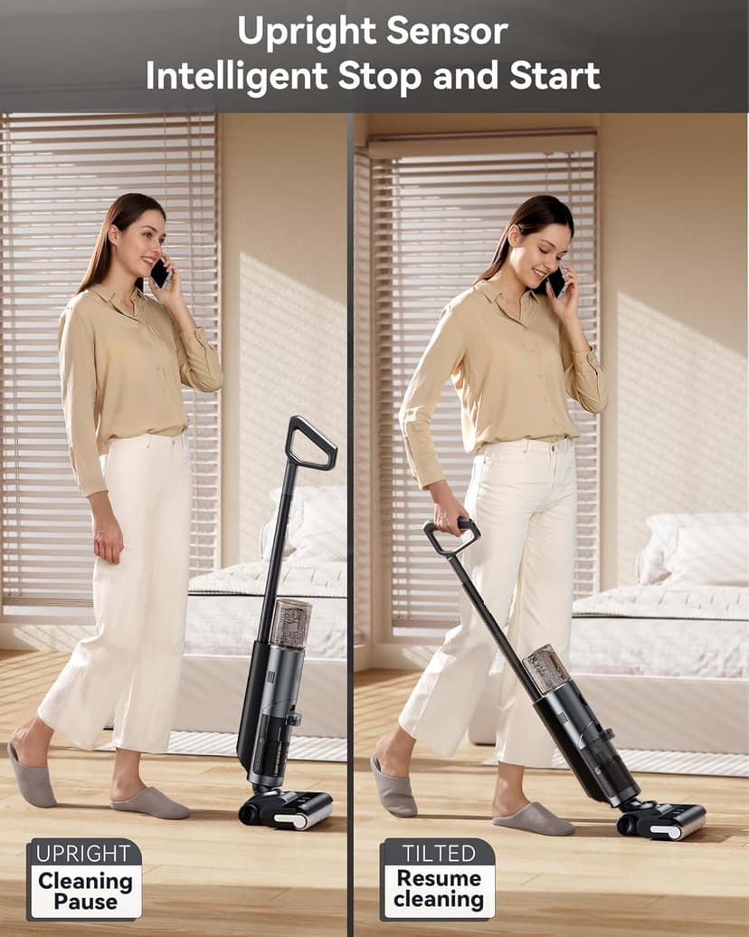 JONR ED12 PRO Wet Dry Vacuum Cleaner,Vacuum Mop, Three Sided Cleaning,Hot Water Self-Cleaning,Hot Air Drying,Tangle-Free,Smart Hard Floor Cleaner Machine with Powerful Suction