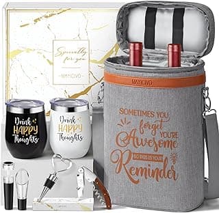 Wine Lovers Gifts for Women Wine Gift Baskets, Birthday Christmas Gifts for Women Mom Her Sister Friend Dad Coworker Girlfriend Housewarming Gift Set, Wines Cooler Bag Tote Carrier w/Wines Tumblers