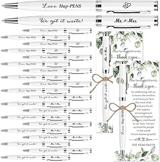 50 Sets Wedding Favors for Guests Bulk Retractable Ballpoint Pen Thank You Cards with Hemp Rope Bridal Shower Gift for Guest Wedding Souvenirs Newlyweds Party Supplies