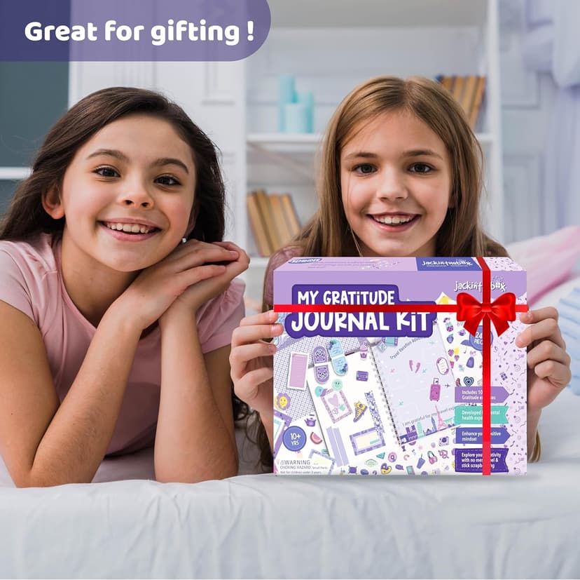 jackinthebox Gratitude Journal Kit for Girls Ages 8-12, 242 pcs, Scrapbooking Journal Set for Teen & Tween Girls,10 Fun Gratitude Exercises, Journal Art & Craft Kit, Ideal Gift for Girls 8 9 10 11 12