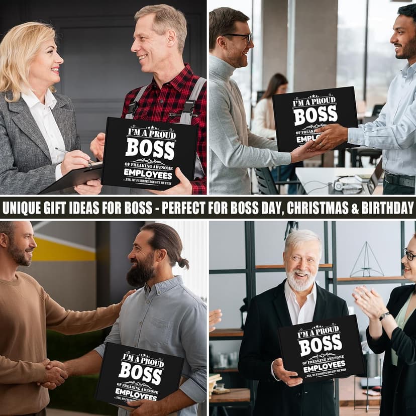 15 Pcs Boss Day Gifts for Men Whiskey Glass Set, Best Boss Ever Gifts with 11 Oz Whisky Glass Coaster Stones Socks Crystal Plaque Spiral Notebook Keychain, Bosses Inspirational Gift from Employees