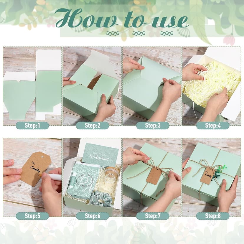 54 Pcs Bridesmaid Proposal Gifts, Maid of Honor Gift Include Wedding Gift Box Makeup Bag Invited Card Glass Cup Lip Balm Scrunchie Bracelet for Bridal Shower Bachelorette Party(Green)