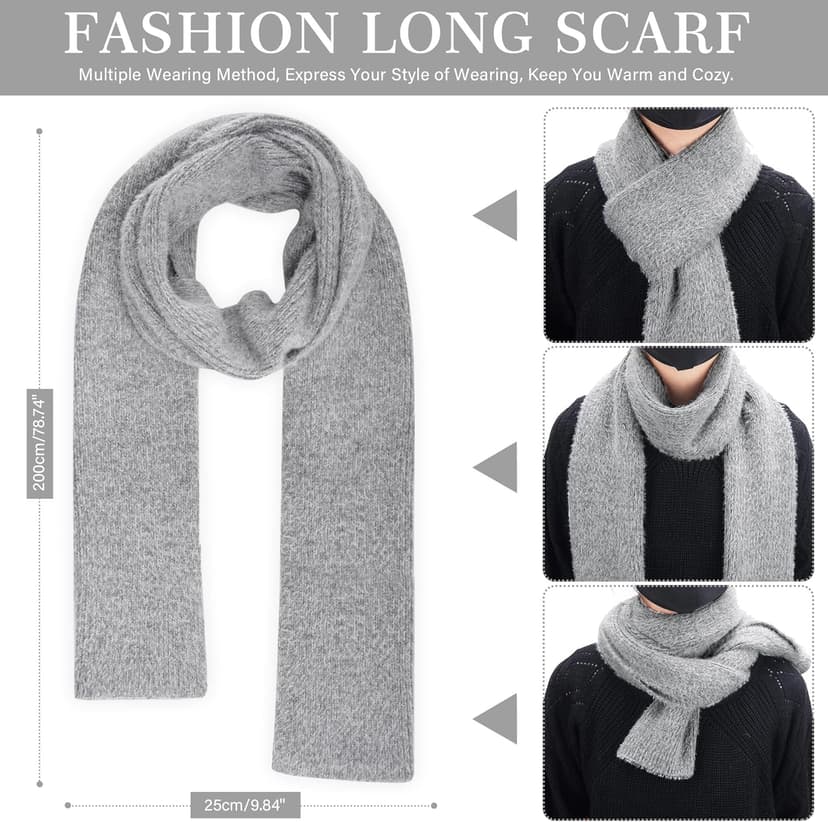 Womens Winter Warm Knit Beanie Hat Touchscreen Gloves Long Neck Scarf Set with Fleece Lined Skull Caps Gifts for Women