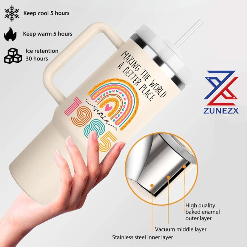 40TH Birthday Gifts for Her, Vintage 1985 Tumbler, 40 Year Old Birthday Gift Idea for Women, Funny 40 & Fabulous Bday Gift for Women, Friends, Daughter, Sister, Mom - Turning 40 Present