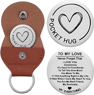 Aesnefe Pocket Hug Token Inspirational Reminder Gifts Mental Health Thinking of You Gift Self Love with PU Leather Keychain