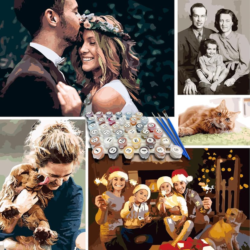 Kidstique Customize Your Personalized DIY Paint-by-Numbers kit Using a Photo of Your Choice. Great Gift idea for Valentine's Day, Mother's Day, Father's Day 16x20