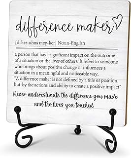 Difference Maker Gift, Inspirational Gifts Coworker Gifts For Women, Therapist Gifts, Office Christmas Gifts, Wood Plaque Sign With Stand (HG01)