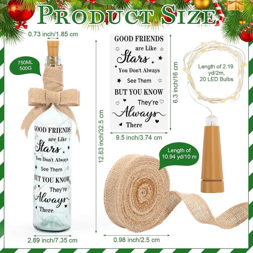 Friendship Gifts for Women Christmas 2026 Lighted Wine Friendship Bottle Holiday Unique Friends Gift for Girlfriend Men Birthday Wine Bottle Light Christmas Table Centerpieces Decorations