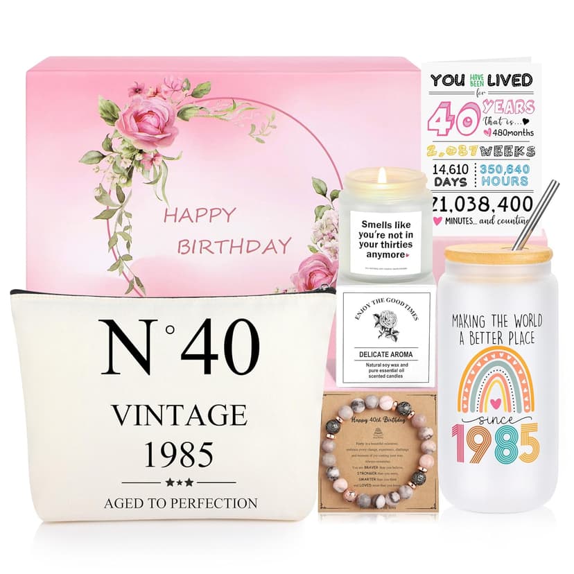 40th Birthday Gifts Women, 1985 40th Birthday Decorations for Women 40 Year Old Birthday Gifts for Wife Sister Best Friends 40 th Birthday Decorations