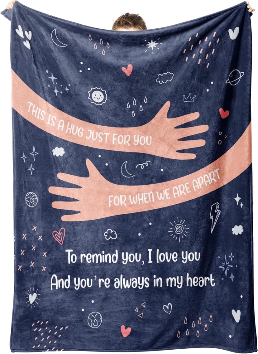Craftique I Love You Gifts for Him Her - Soft Blanket with Love Hug - Long Distance Relationship Gifts, Anniversary/Birthday Gift for Boyfriend Girlfriend Friend