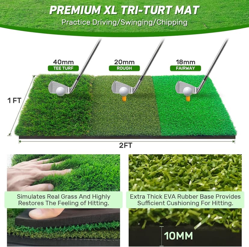 Zensouds Golf Net, 10x7FT with Golf Practice Mat, Hitting Aid Nets for Backyard Driving Chipping Training Swing with Target Outdoor or Indoor– Gifts for Men/Dad/Him