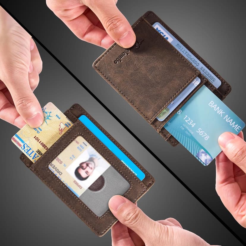 Travelambo Slim Wallet Front Pocket Minimalist Leather RFID Blocking Medium Size