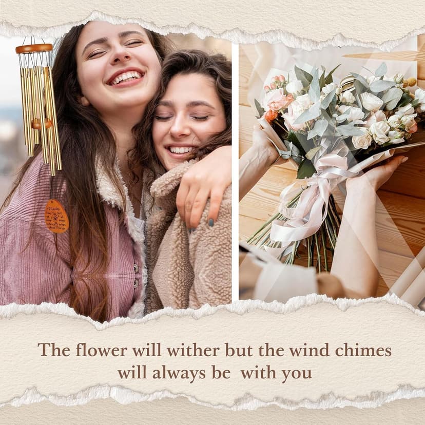 SteadStyle Friend Gifts for Women, Friendship Wind Chime Gifts for Birthday Christmas Friendsgiving, Present for Friends Female Garden Decoration