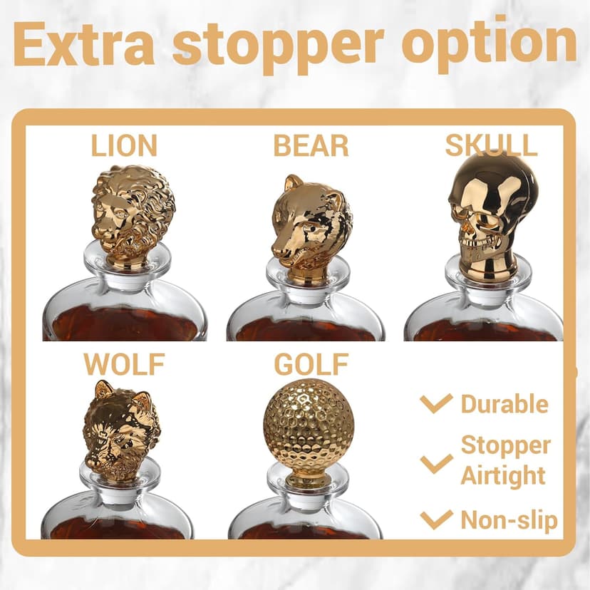 Personalized Whiskey Decanter, Custom Liquor Decanter 25oz, Engraved Whiskey Glass Set With Wood Gift Box Options, Whiskey Gifts for Men, Dad, Birthday, Retirement, Wedding (Square Decanter)