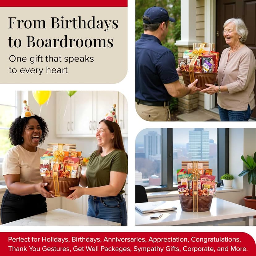 Broadway Basketeers Gift Basket Gifts for Women, Men, Families, Teacher, College, Appreciation, Thank You Present, Birthday, Corporate, Get Well, Sympathy Care