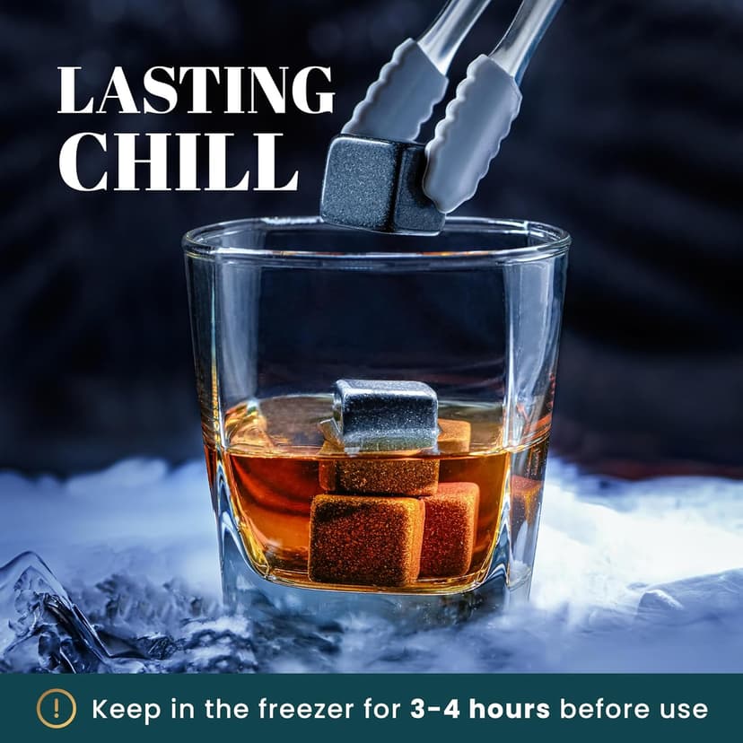 Whiskey Stones Gift Set by Royal Reserve – Artisan Crafted Reusable Chilling Rocks for Scotch – Stocking Stuffer for Men - Bourbon Gifts for Husband Dad Boyfriend Guy