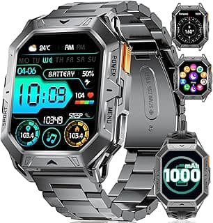 LIGE Military Smart Watches for Men(Answer/Make Calls),100-Day Battery Life,2.13" AMOLED Outdoor Sports Smartwatch with Compass,Heart Rate/Sleep Monitor Fitness Tracker for Android iOS,AI Voice