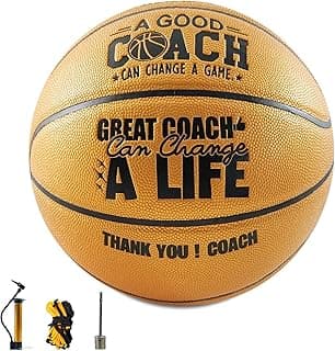 Basketball Coach Gifts for Men, Engraved Basketball with Warm Message for Coach Appreciation, Gold
