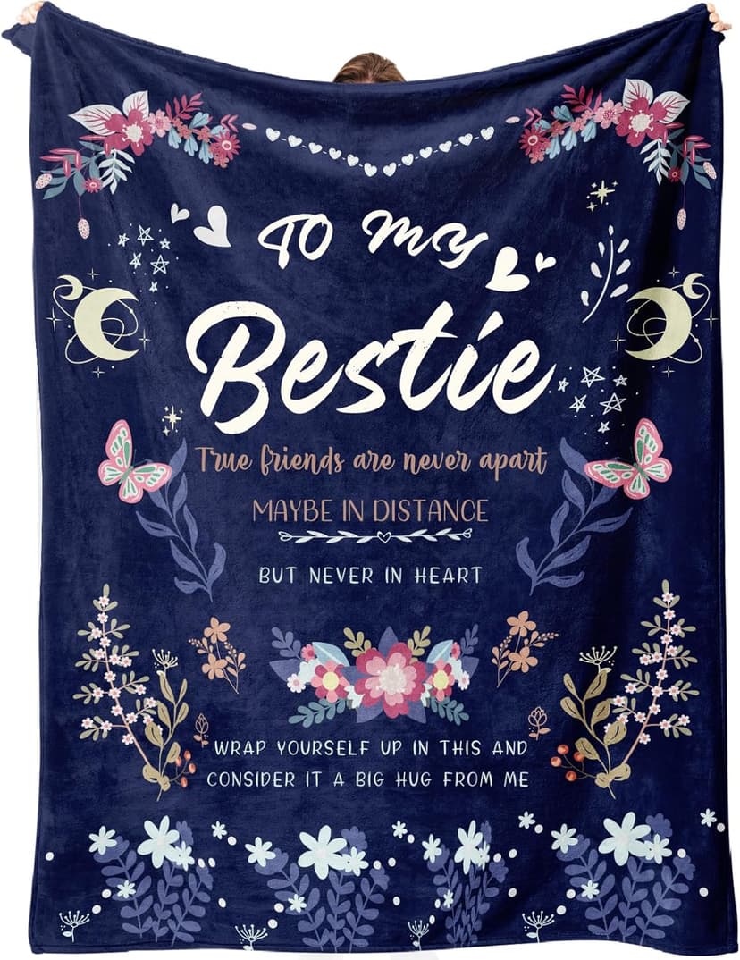Bestie Gifts for Women on Christmas - Best Friend Blanket Gift 60 x 50 Inch - Bestie Gift, Best Friend Happy Birthday Gifts - Friendship Flannel Throw Blanket Thinking of You Far Away Gifts