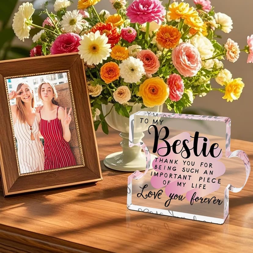 Best Friend Birthday Gifts for Women, Friendship Gifts for Women, Bestie Acrylic Puzzle Plaque Keepsake for Soul Sister Female Bestfriend Work Besties Birthdays, Graduation Gift for Her
