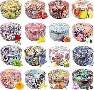 Scented Candles Gift Set, Natural Soy Wax Portable Travel Tin with Strongly Fragrance Essential Oils for Stress Relief and Aromatherapy - 16 Pack