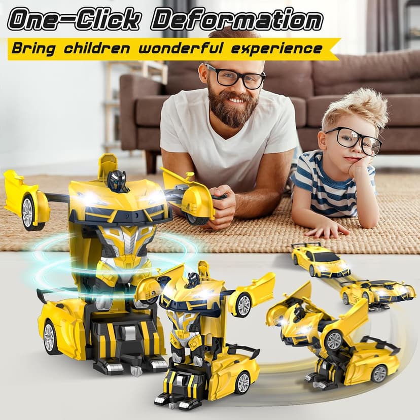 Transform Remote Control Car, RC Cars for Boys Age 3-5 6-8, One-Button Transform Toy Cars, 2.4GHz, 360° Spin, 1:16 Scale, Flashing Headlight,3-8 Year Old Grandkids Christmas Birthday Gifts