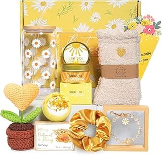 Birthday Gifts for Women, Gift Baskets for Women, Best Friend Friendship Gifts, Get Well Soon Inspirational Gift Set Box for Woman Her Teen Girl Sister Friendship w 18oz Daisy Cup