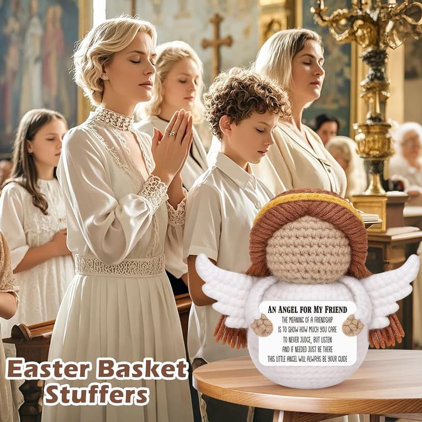 Best Friend Birthday Gifts for Women Men, Christmas Decorations for Bestie BFF Sister, Friendship Gifts for Women Friends Her Him Female Male Boys Girls, Funny Handmade Crochet Angel Stocking Stuffers