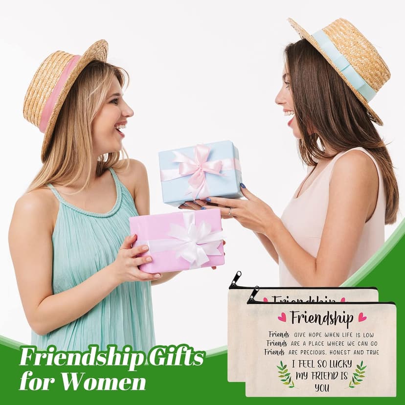 Saintrygo 10 Pieces Friendship Gifts for Women Good Friend Cosmetic Bags Funny Long Distance Friendship Makeup Bags Christmas Gift Travel Toiletry Makeup Zipper Pouch for BFF Soul Sister(Leaf Style)