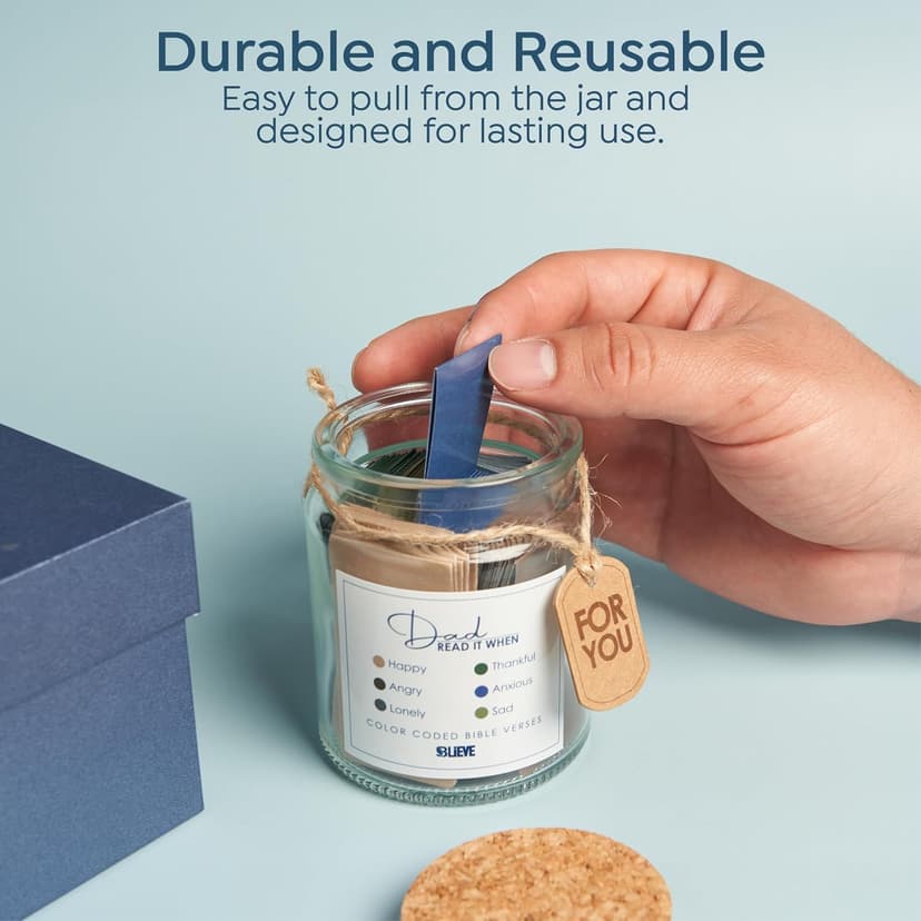 BLIEVE BLIEVE- Bible Verse Jar, Read Me When Bible Verses Jar For Daily Encouragement, Inspirational Prayer & Reflection, Christian Gifts For Women and Men, Religious Graduation Gifts (Men)