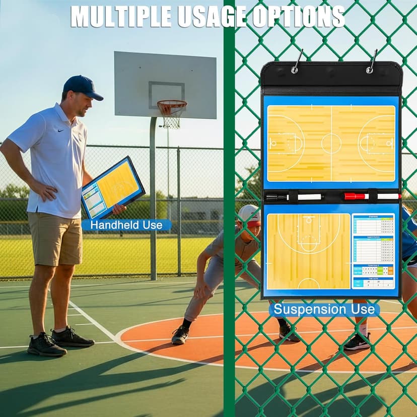 Magnetic Basketball Coaching Board – Portable Dry Erase Whiteboard with Fence Clip, Magnets & Carry Bag, Foldable Basketball Clipboard for Coaches, Ideal Coach Gift